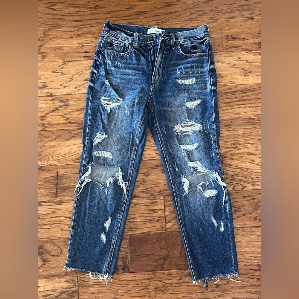 Distressed Blue Denim Jeans